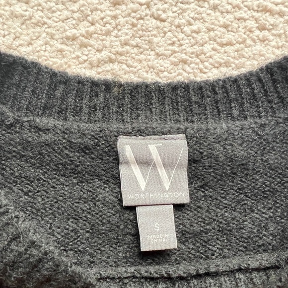 NWT Worthington Black Bronze Wave Striped Crew Neck Long Sleeve Sweater Top Sz S - Picture 8 of 13